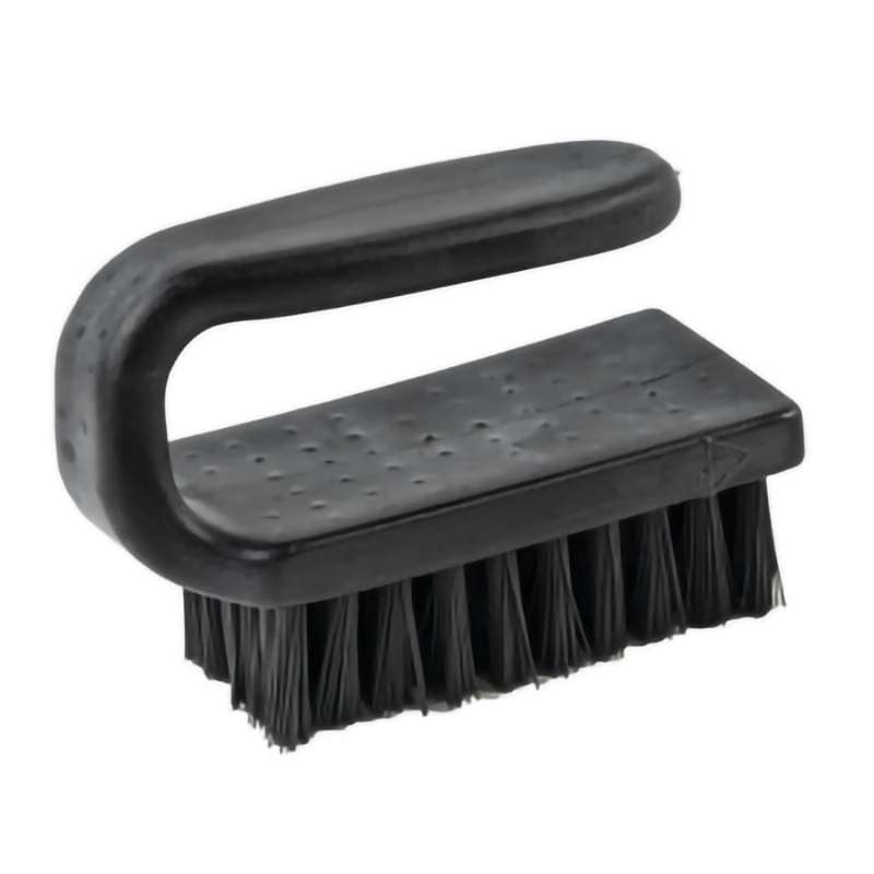 Brush, ESD, 3"x1.5" Curved Handle, Hard, Conductive, Nylon Bristles